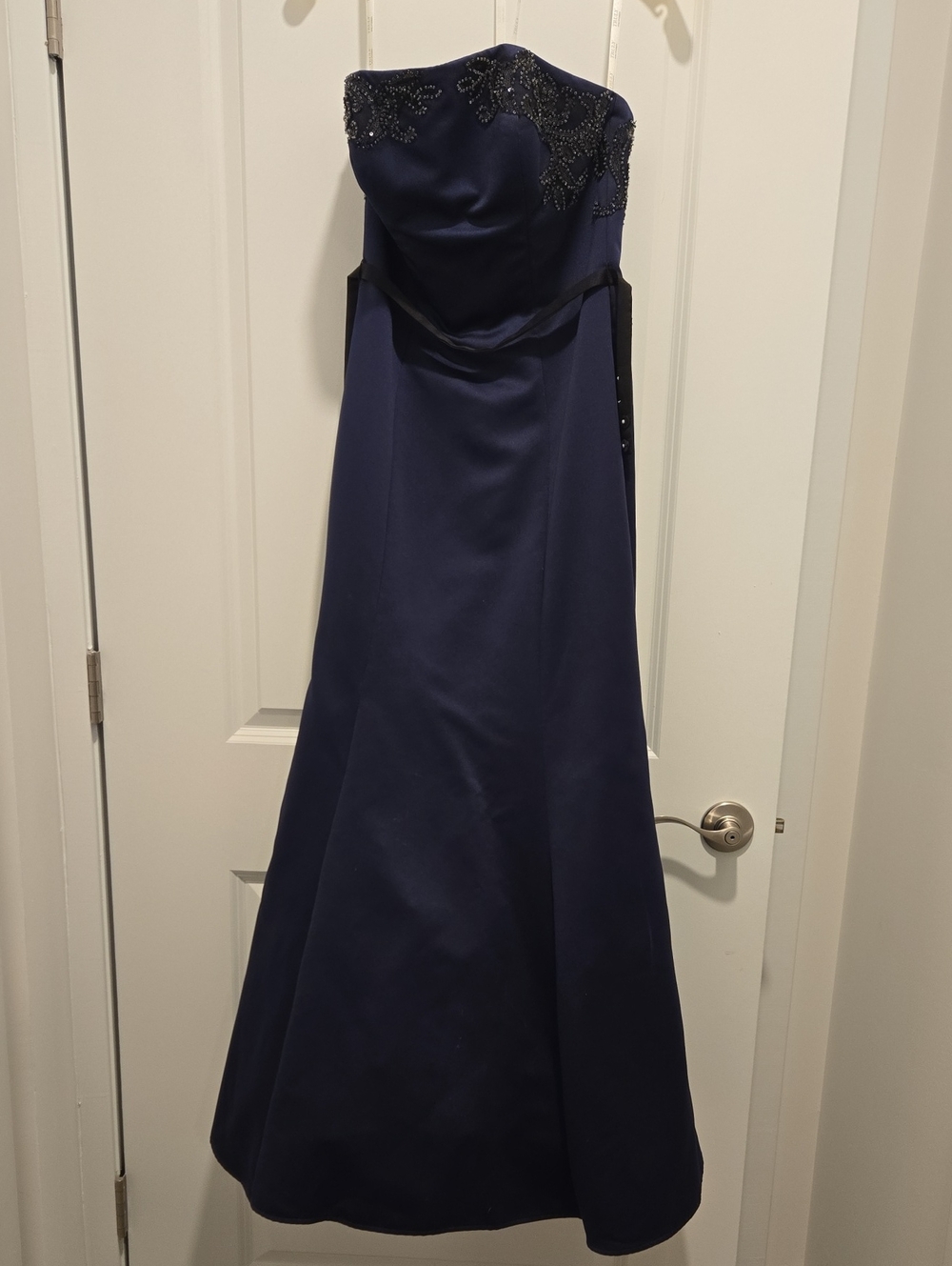 TRULY Navy Satin V-Neck Dress